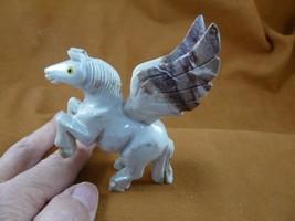 (Y-PEG-401) White Red gray Pegasus gemstone wild flying horse SOAPSTONE PERU GEM - £27.04 GBP