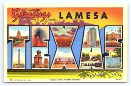 Postcard Greetings From Lamesa Texas Large Letter Teich TX - £2.80 GBP