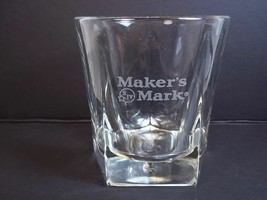 Maker&#39;s Mark plain whiskey glass 6 oz whisky white logo 5 sided base - £5.22 GBP