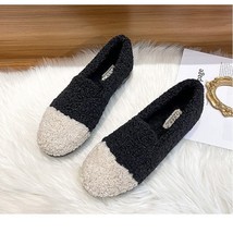 Mixed Colors curly wool femme flats ins plush winter shoes women thicken soled f - £36.46 GBP