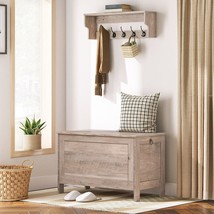 Storage Bench Flip Top Blanket Chest Grey Rustic Coffee Table Wood Toys Box - £98.40 GBP