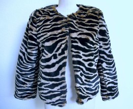 NWT Banana Republic Faux Tiger Fur Jacket XS Shrug Chubby $165 Brown Tan - £47.89 GBP