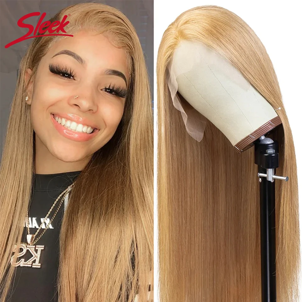 Sleek Gold Blond 30 Straight  13*5 T Lace Front Human Hair Wig For Women... - £28.67 GBP+