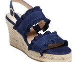 Jack Rogers Women Rosie Ruffle Wedge Sandal Espadrille Navy Suede size 8... - $34.61