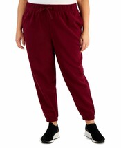 Id Ideology Plus Size Solid Fleece Jogger Pants Maroon Size 1X - $16.38