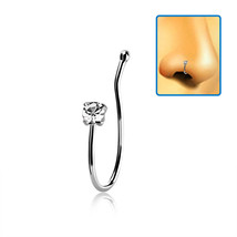 Sterling Silver illusion Faux Nose Bone Ring Clip with a Clear Crystal a... - £7.98 GBP