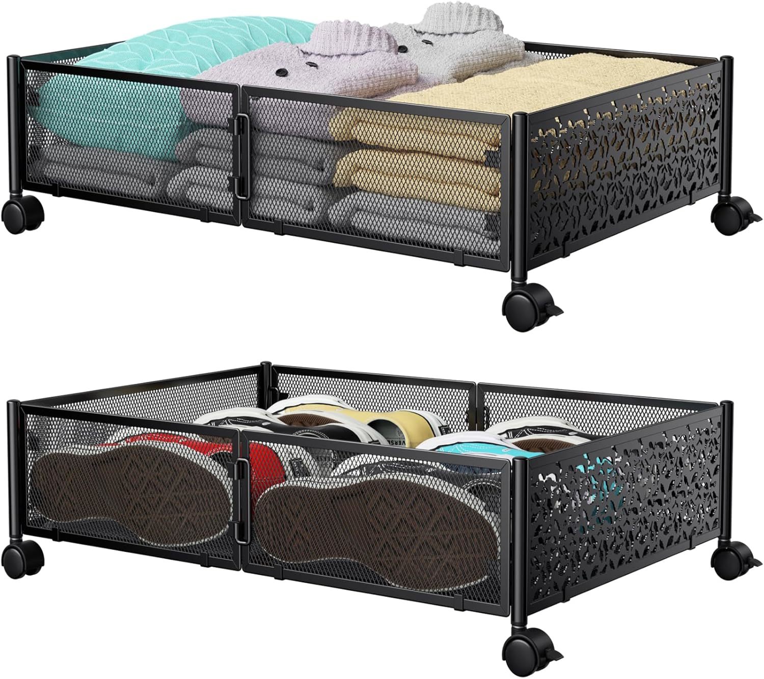 Under Bed Storage Containers With Wheels, Under Bed Shoe Storage Organiz... - $51.99