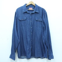 Wrangler Men&#39;s XLT Long Sleeve 100% Cotton Denim Button Front Up Shirt HLB1HYN - £18.25 GBP