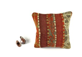 16x16 Kilim Pillow Cover Decorative Vintage Handknotten Bohemian Cushion A2487 - $15.31