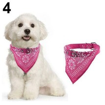 Dog Cat Medium Large Pet Neck Pink Scarf Bandana Leash Leather Adjustable Belt - £5.45 GBP