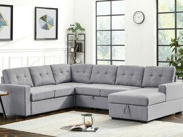 Clichy Sleeper Sectional Sofa Covers in Light Gray Linen - £1,159.57 GBP