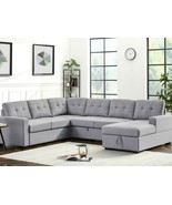 Clichy Sleeper Sectional Sofa Covers in Light Gray Linen - £1,160.00 GBP