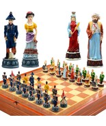Chess set FRANCE MIDDLE EAST chess Men 32 hand painted  Pieces - and BOARD - $1,309.62 MXN