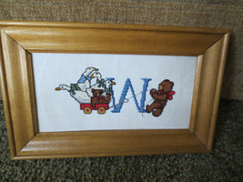 Framed &quot;W&quot; Wagon &amp; Animal Friends CROSS STITCH on 18-Count Aida--10 5/8&quot;... - $6.93