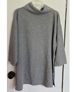 Womens M Express Tricot Heather Gray Loose Oversized Turtleneck Shirt To... - $25.80 CAD