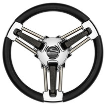 Schmitt Marine Burano Wheel 14&quot; 3/4&quot; Tapered Shaft Black Polyurethane w/... - £189.68 GBP
