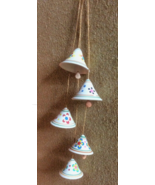 Clay Pottery Wind Chimes Floral Motif, Handmade Hanging Decor, Nature In... - £27.46 GBP