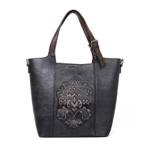 Retro Handbags Women Bucket Bag 2022 New Vintage Large Capacity Floral Cowhide H - £99.76 GBP