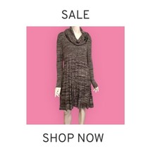 Dana Buchman Sweater Dress XL Fitted Black Gray Stretch Cowl Neck - £7.90 GBP