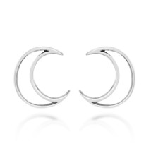 Cute Crescent Moon Outline Sterling Silver Post Earrings - $13.85