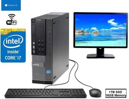 Dell Core-i7 Desktop 16GB RAM 1TB SSD Win 10 LCD HDMI WIFI ATI-102-C2640... - $199.95