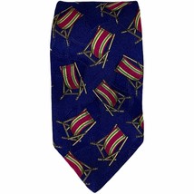 Polo Ralph Lauren Tie Blue With Beach Chairs 100% Silk Necktie Mens 59L X 3.5W - £17.33 GBP
