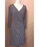 Anne Klein Black and White Print Faux Wrap Dress Size L - $40.00