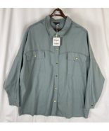 Davi &amp; Dani Oversized Frayed Rock &amp; Roll  Size 3XL Patch Denim Shirt Jac... - $58.45 CAD