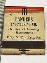 Rare Matchbook Landers Engineering Co. Heating &amp; Ventil’g Equip. Bflo NY... - $12.38