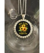 Love sunflowers pretty rhinestones silver necklace beautiful gift fast s... - £14.85 GBP