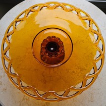 Vintage Indiana Glass Basket Weave Lace Edge Amber Pedestal Glass Dessert Stand - $37.51