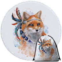Native American Fox Round Beach Towel - $14.90+