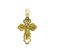 Handmade Dainty Small Gold-Plated Orthodox Cross Crucifix Necklace 2.5cm/1&quot; - £26.53 GBP