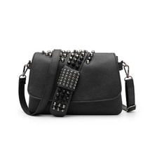 Brand Rivet Messenger Bag Women Shoulder Bag Fashion Black Skull Punk Bag Ladies - £30.02 GBP