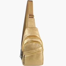 Multi Pocket Front Crossbody Sling Bag Gold - $31.68