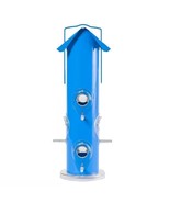 Outdoor Patio Garden 6-Perch Metal Tube Bird Feeder in Blue - $86.49