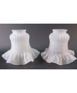 2 Frosted Glass Ruffled Edge Hobnob 4.5&quot; Replacement Shades Fan Bathroom... - €12,00 EUR