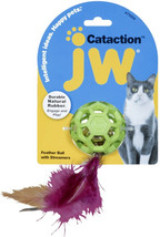 JW Pet Cataction Feather Ball Toy With Bell Interactive Cat Toy 1 count JW Pet C - £12.10 GBP