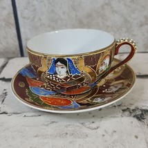 Vintage Antique Satsuma Moriage Hand Painted Tea Cup With Saucer  - £14.02 GBP