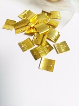 10 Brass Stamping Blanks Gold Metal Square Charms Curved Pendants - £3.00 GBP