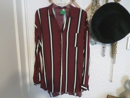 Blu Pepper Striped Button Front Shirt NWT L - £23.98 GBP