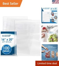 100 Count Jumbo 16” X 20” Clear Reclosable Zip Bags - Waterproof &amp; Food ... - $54.00