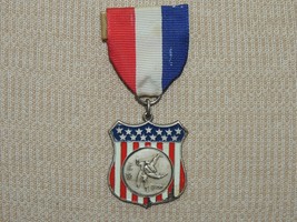 Vintage Judo Medal Shield Stars Stripes Red White Blue Ribbon Italy sports c1955 - £26.35 GBP