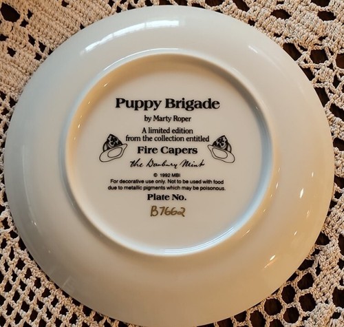 Danbury Mint ~ Puppy Brigade by Marty Roper Dalmatian Plate B7662 ~ Fire Capers Item image 2