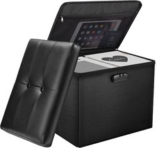 Tamfile Ottoman With Storage, Folding Fireproof Safe Ottoman For Documents, - £32.45 GBP