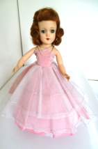 Vintage 1950&#39;s Mary Hoyer 14&quot; Hard Plastic in Tagged Pink Gown Red Hair - £139.88 GBP