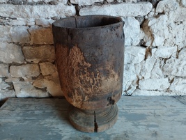 Antique Wooden Mortar, Antique Mortar of 19th. - £201.45 GBP