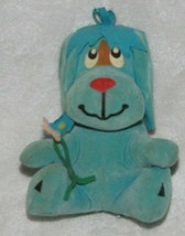 Dakin Dream Pets Vintage Stuffed Plush Blue Dog with flowers faux suede #118 - £27.25 GBP