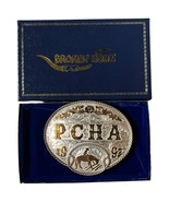 Vintage 1992 Broken Horn Silver Overlay PCQHA Trophy Belt Buckle Western... - $1,889.61 MXN