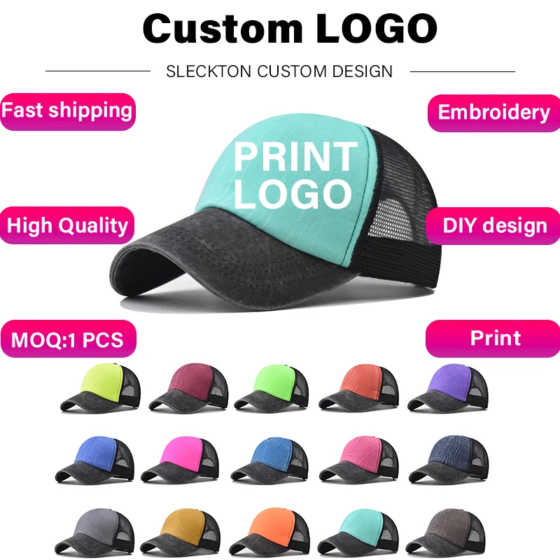 SLECKTON Custom LOGO Baseball Cap for Women and Men Picture Print Hat Embroidery - £9.88 GBP+